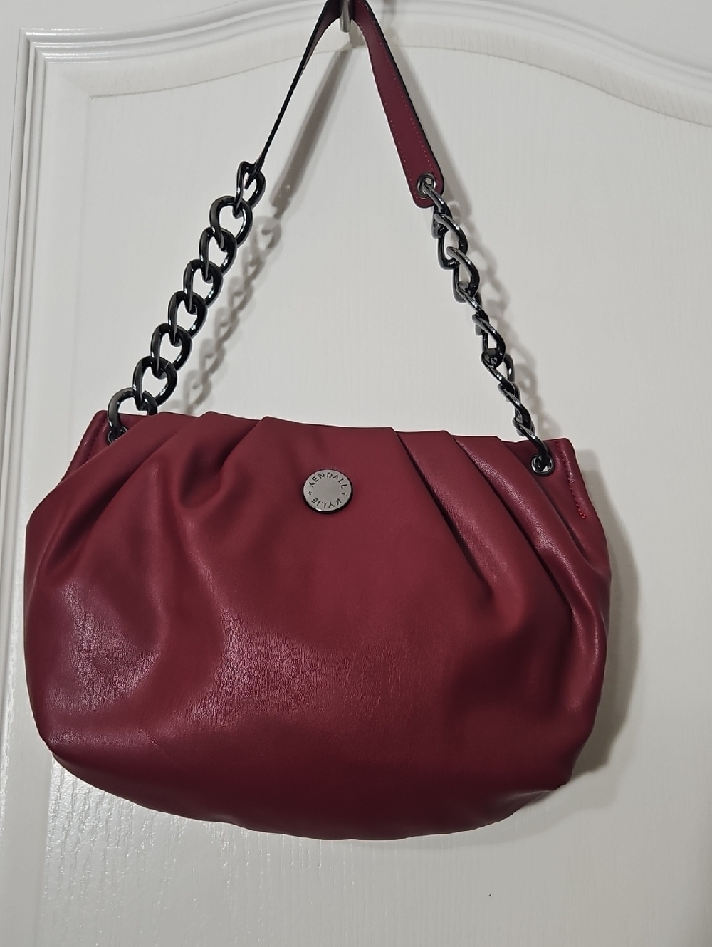 Kendall & Kylie Deep Red Shoulder Bag with Black Chain